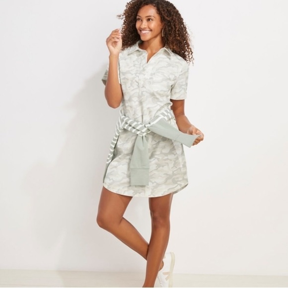 Vineyard Vines Margo Shirtdress Camo Cotton Gray Beige Size 0 - Picture 8 of 8